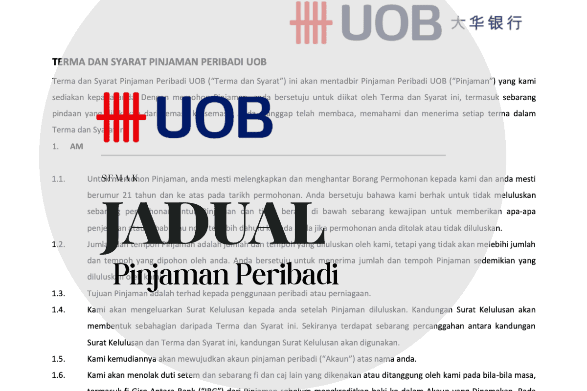 Jadual Pinjaman Peribadi UOB 2026 (Bayaran Balik)