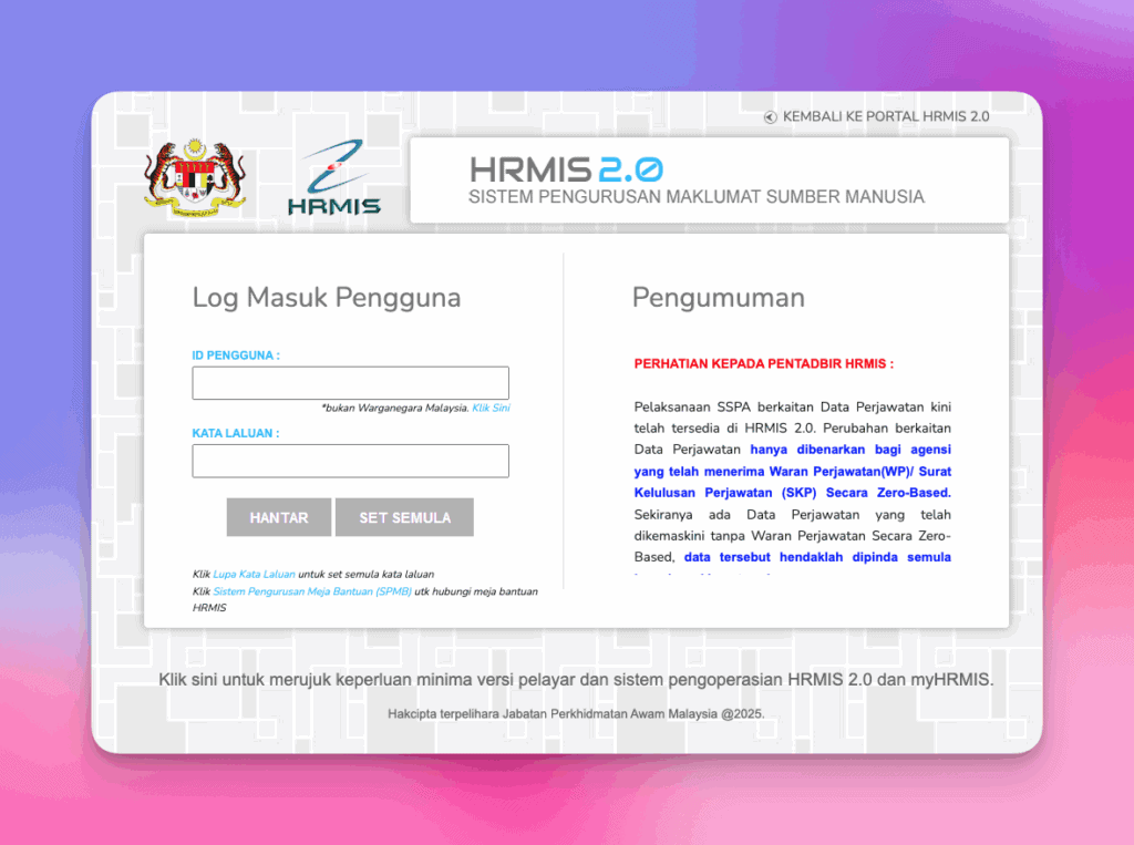 HRMIS 2.0 Login: Cara Log Masuk hrmis2.eghrmis.gov.my (2026)
