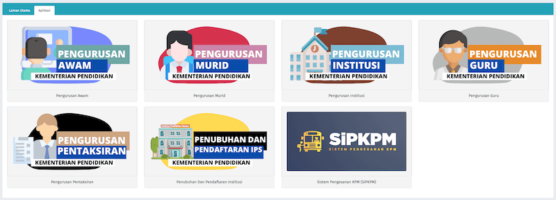 MOEIS Sistem Bersepadu KPM, aplikasi yang diakses melalui idMe
