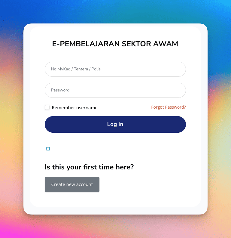 Skrin log masuk ePSA di epsa.gov.my