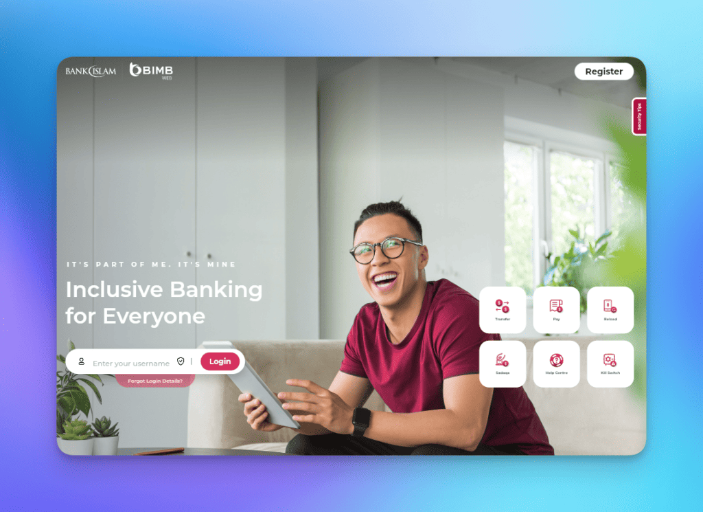 Paparan log masuk BIMB Web di web.bimb.com