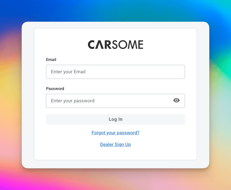 Carsome Dealer sign-in screen at https://dealer.carsome.com