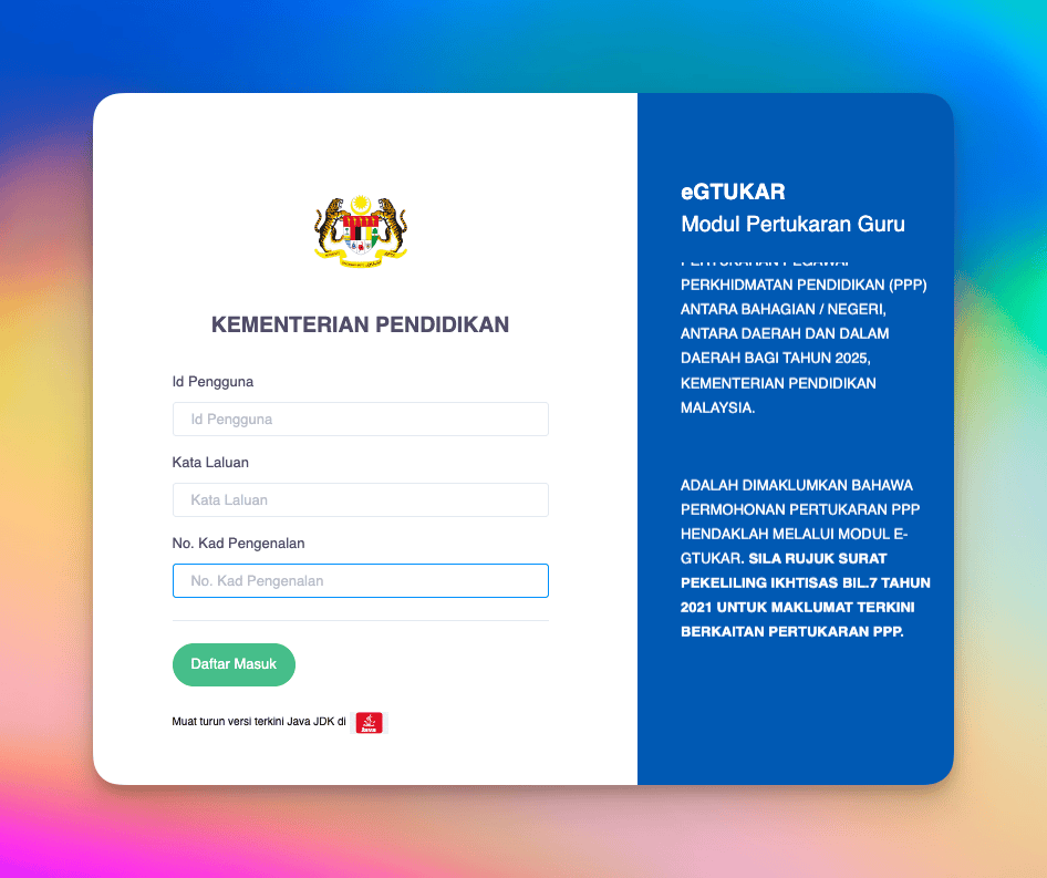 Login eGTukar di epgo.moe.gov.my