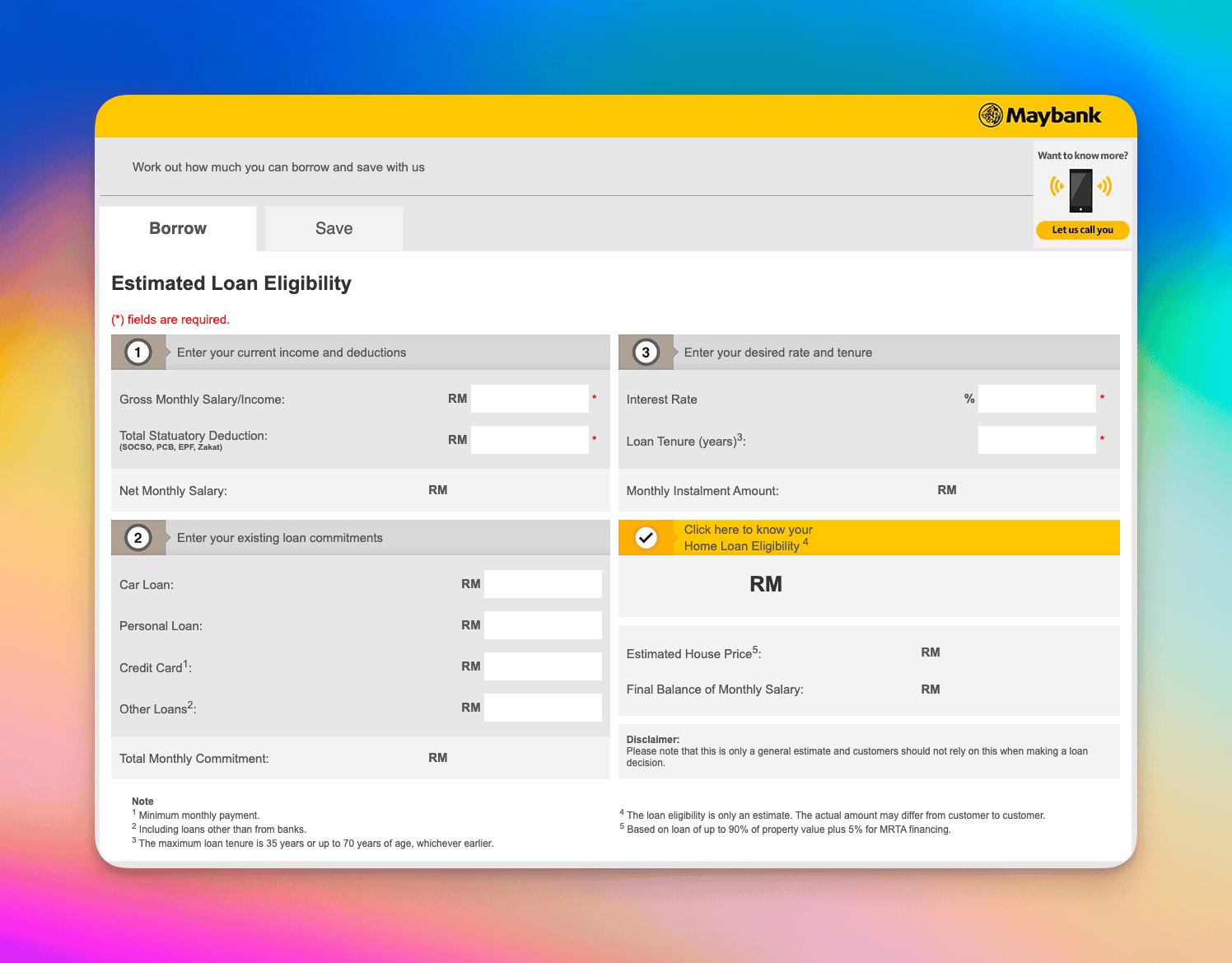 Kalkulator Pembiayaan Perumahan Maybank