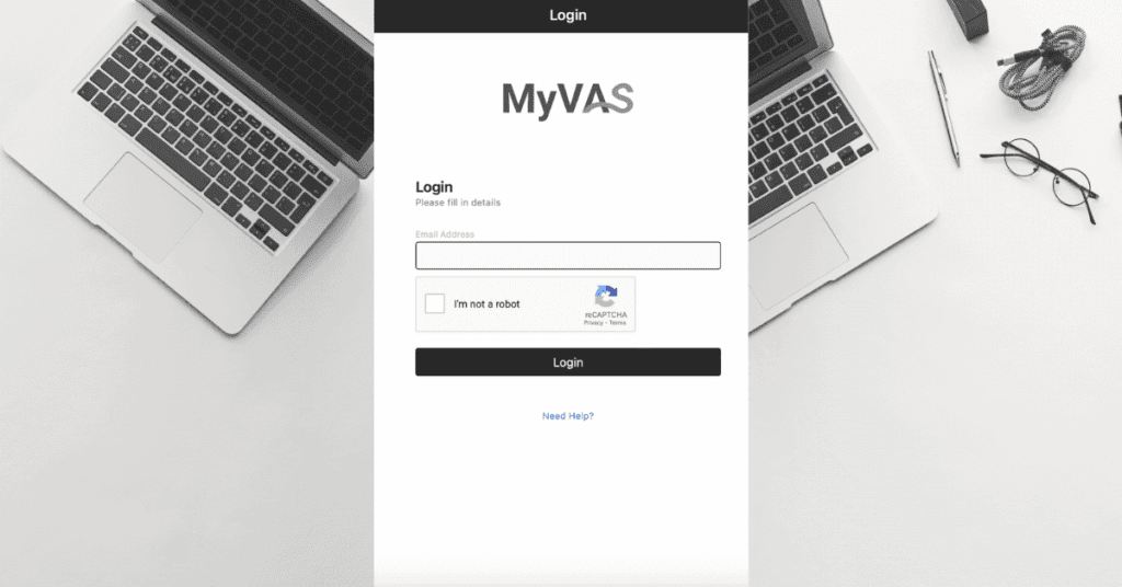 MyVAS sign-in portal at https://myvas.moh.gov.my