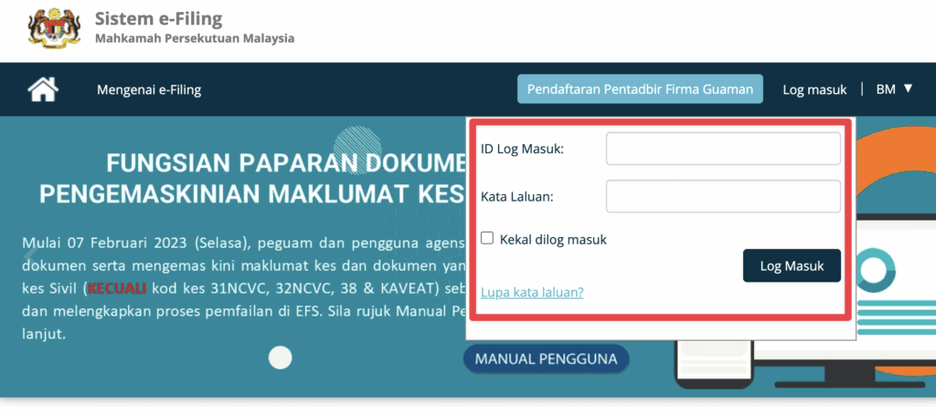 EFS Kehakiman (e‑Filing System)