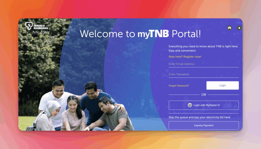 Sign in myTNB portal at https://mytnb.com.my